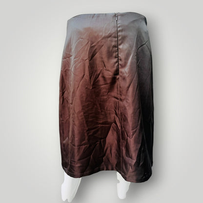 y2k nz vintage / RJC / brown satin panelled midi skirt / 10 (3925731871016414125)