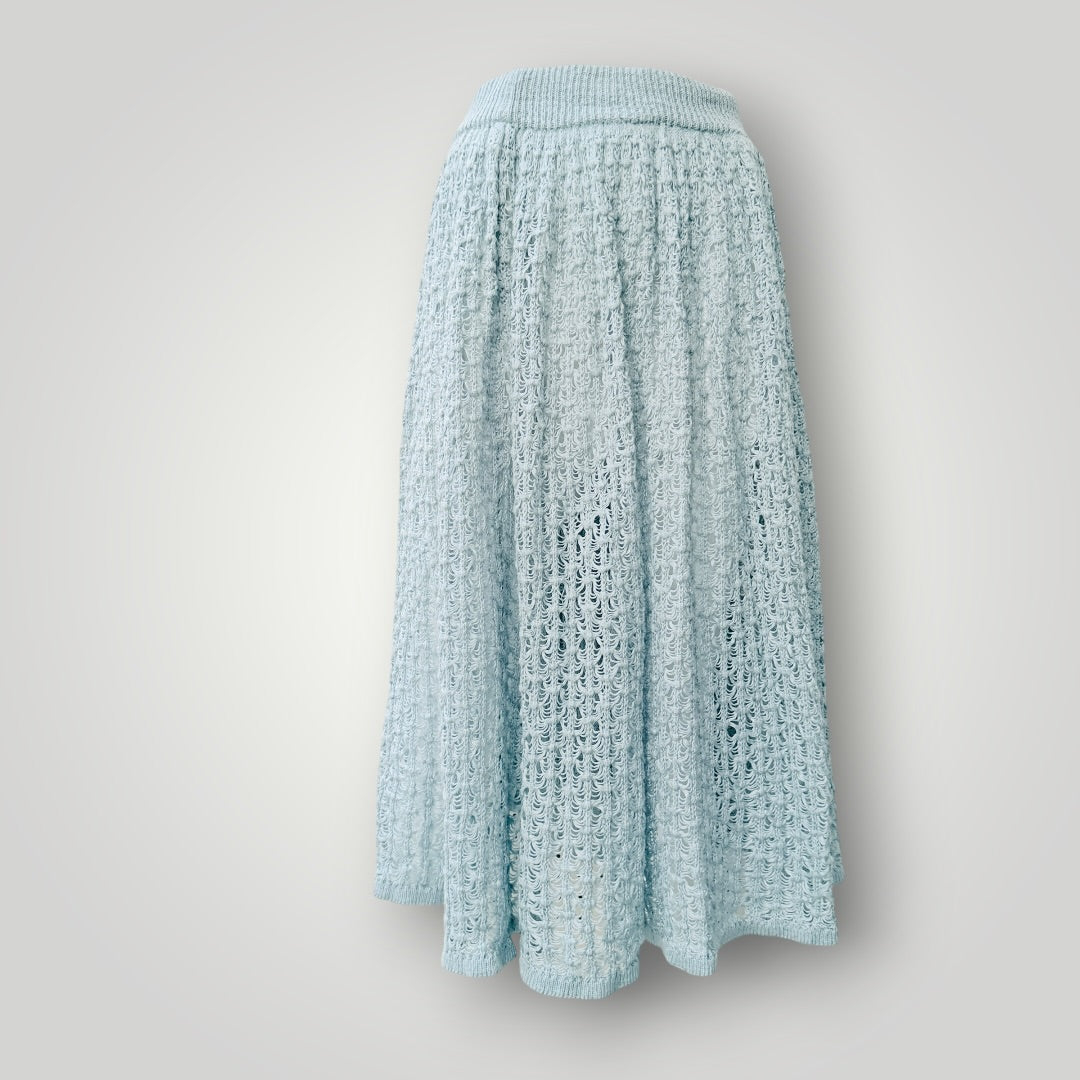 pale blue / textured knit midi skirt / s/m (3925731897776824798)
