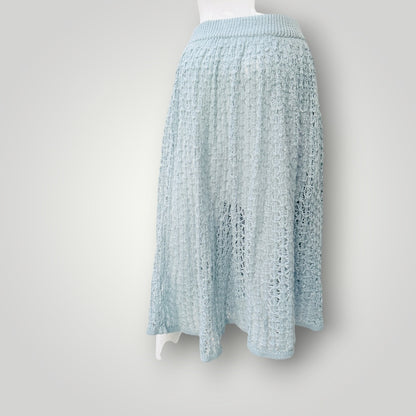 pale blue / textured knit midi skirt / s/m (3925731900049985120)