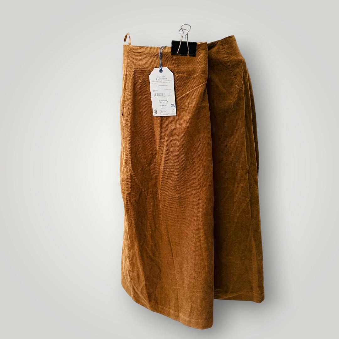 SEASALT CORNWALL / gully brown organic cotton corduroy midi skirt / 14 / NEW (3925731904839763647)
