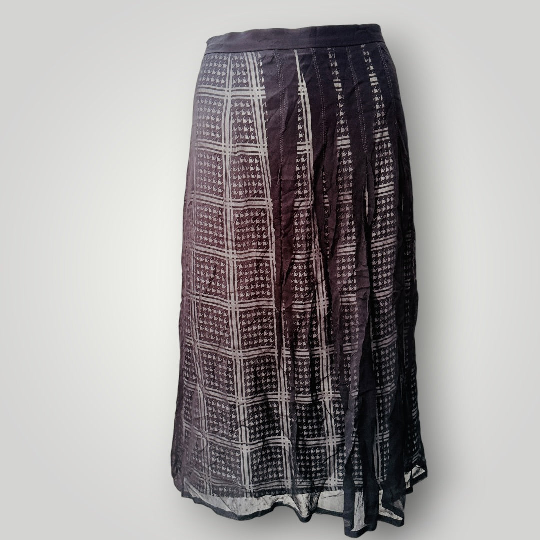 MACJAYS NOIR / dark check sheer panelled midi skirt / 16 (3925731915268513389)