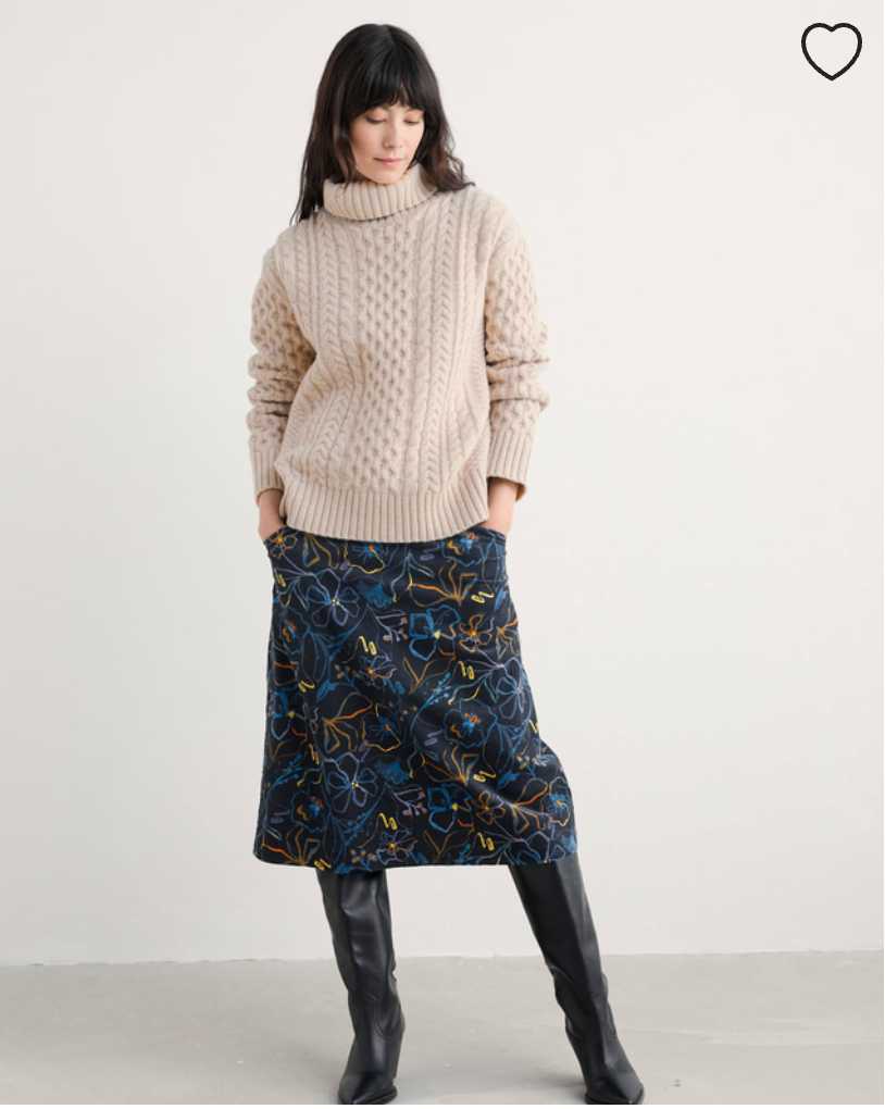 SEASALT CORNWALL / forest view skirt corduroy midi skirt / 14 (3925735333786310177)