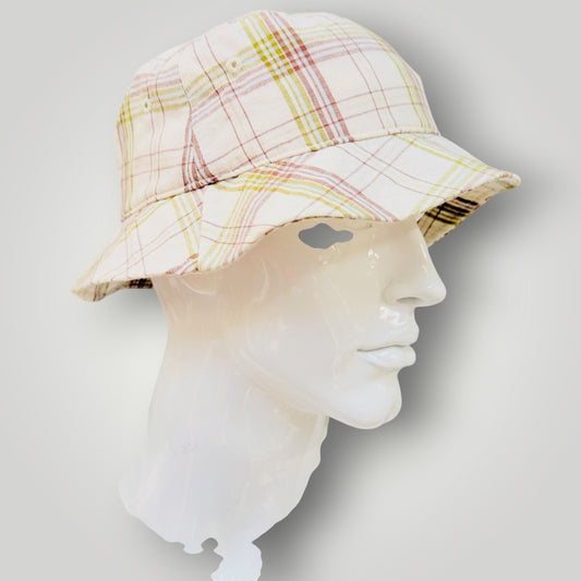 DEUS EX MACHINA / cream plaid 'Levitate Bucket' hat / one size (3926140025734261200)