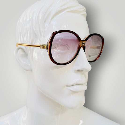 1970s vintage / NINA RICCI PARIS / oversized tortoise shell and amber sunglasses (3926140074501927351)
