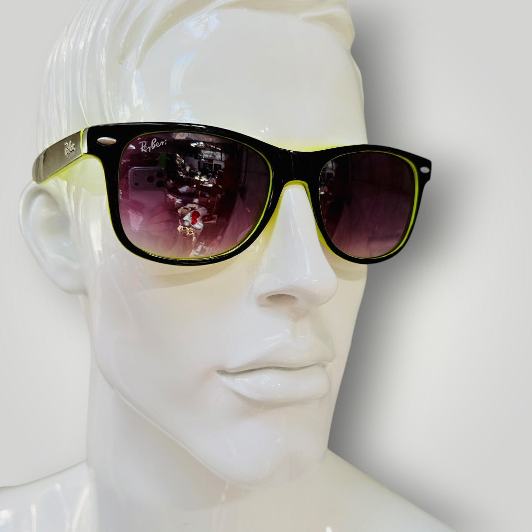 RAYBERI / black and neon yellow sayfarer-style sunglasses (3926140078975104878)