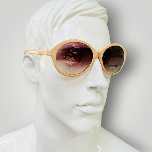 KATE SYLVESTER / cream oversized round sunglasses (3926140082526044240)