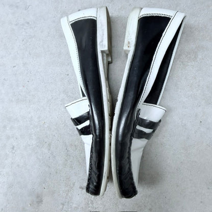 MINX / black and white patent leather two-tone loafers / Size 40 (3926156072138700565)