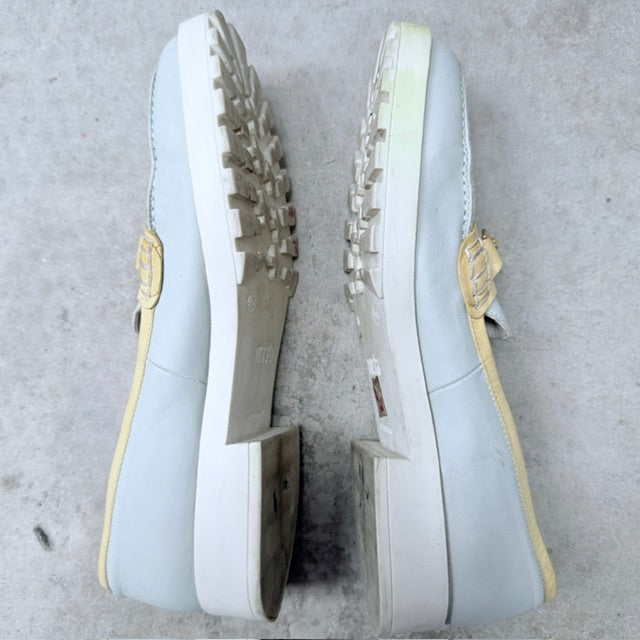 MISTA / pale blue and yellow leather platform loafers / Size 40 (3926156087758358653)