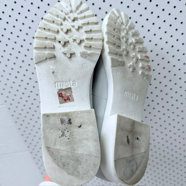 MISTA / pale blue and yellow leather platform loafers / Size 40 (3926156089401948904)