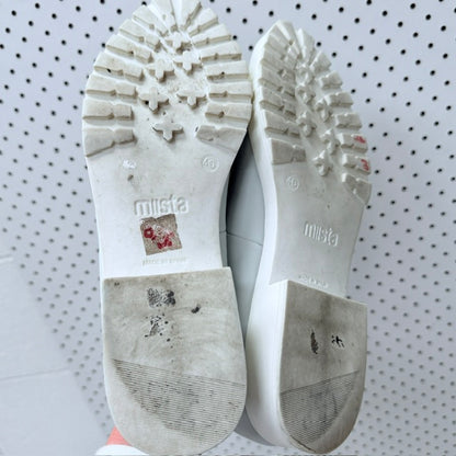 MISTA / pale blue and yellow leather platform loafers / Size 40 (3926156089401948904)
