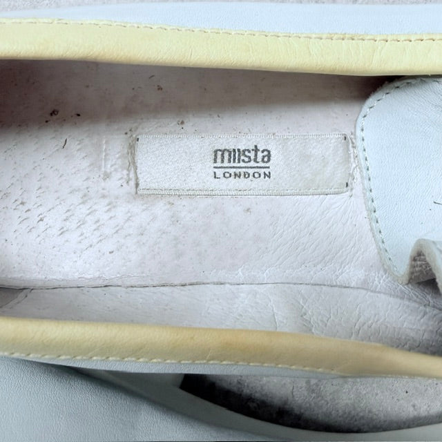 MISTA / pale blue and yellow leather platform loafers / Size 40 (3926156092711533586)