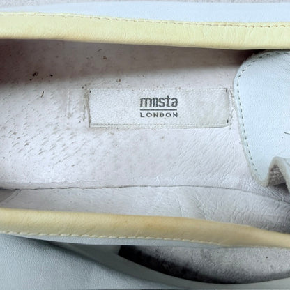 MISTA / pale blue and yellow leather platform loafers / Size 40 (3926156092711533586)