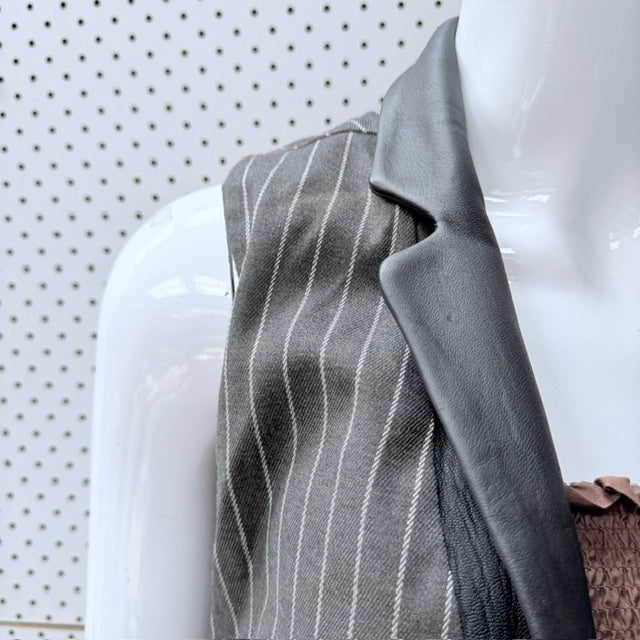 MARC / vest blazer with leather collar / s (3926225500398672734)
