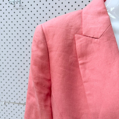 COUNTRY ROAD / vibrant coral-pink linen tailored blazer / 10 (3926225534260939314)