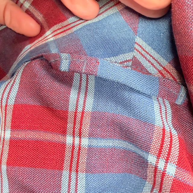 1960s nz vintage / red and blue plaid wool robe / free size (3926225552971920659)