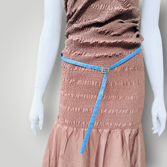 KAREN WALKER / bright blue slim fabric belt / s (3926230061054295769)