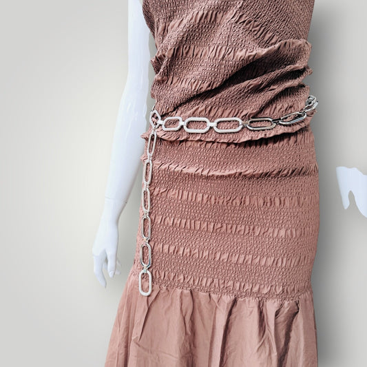 SILVER METAL / chunky link chain belt / s/m (3926230065589335327)