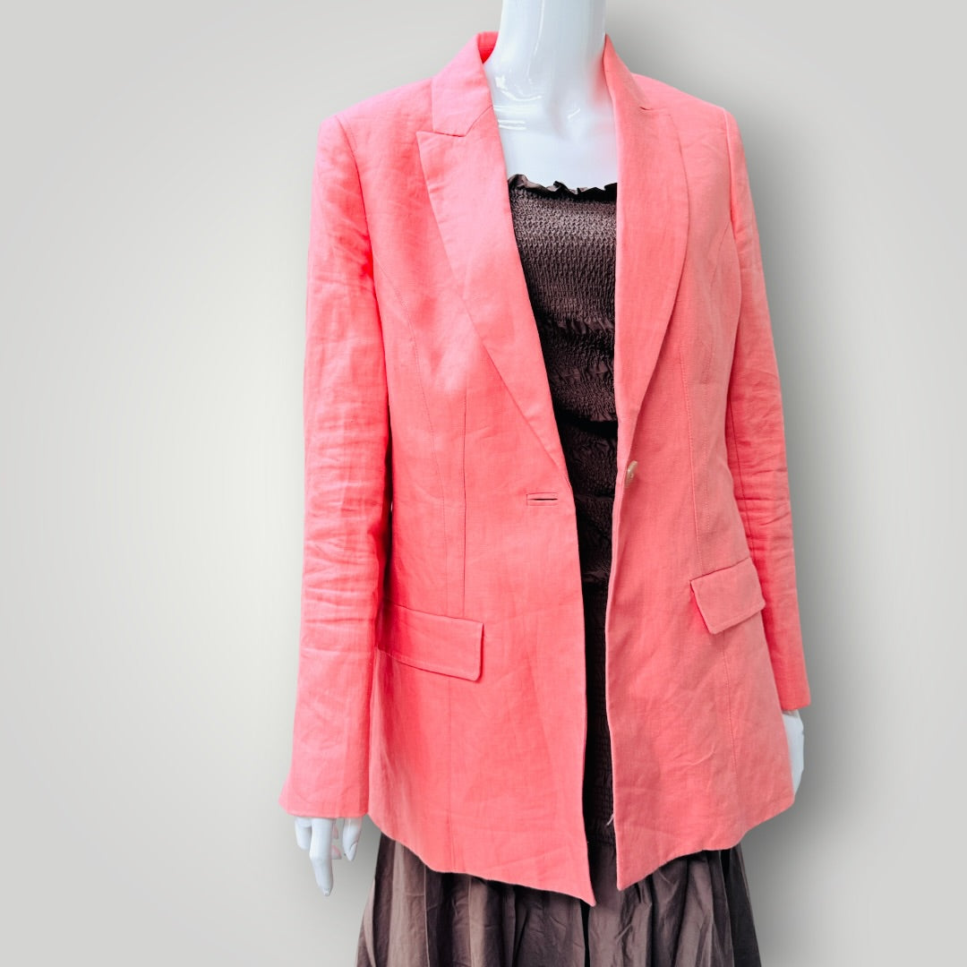 COUNTRY ROAD / vibrant coral-pink linen tailored blazer / 10 (3926230094817935991)