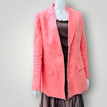 COUNTRY ROAD / vibrant coral-pink linen tailored blazer / 10 (3926230094817935991)