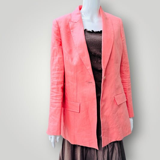 COUNTRY ROAD / vibrant coral-pink linen tailored blazer / 10 (3926230094817935991)