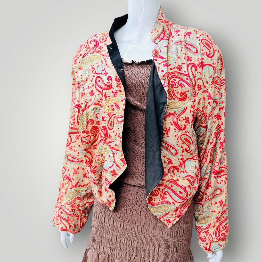 1990s nz vintage / ZEBRA / paisley jacket with shoulder pads / s/m (3926230096559901856)