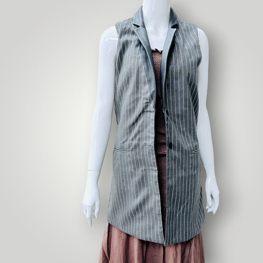 MARC / vest blazer with leather collar / s (3926230102640920155)