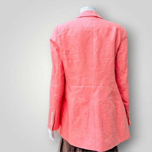 COUNTRY ROAD / vibrant coral-pink linen tailored blazer / 10 (3926234719772012777)