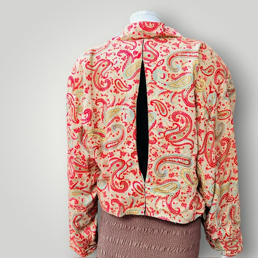 1990s nz vintage / ZEBRA / paisley jacket with shoulder pads / s/m (3926234892890141115)
