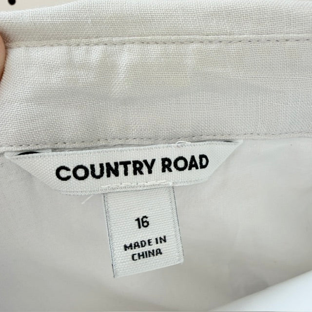 COUNTRY ROAD / long linen shirt dress / Size 16 (3926308952370467126)