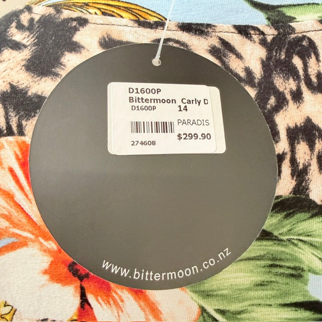 BITTERMOON / "Carly D" Paradis print midi dress / 14 / new with tags (3926308982699569029)