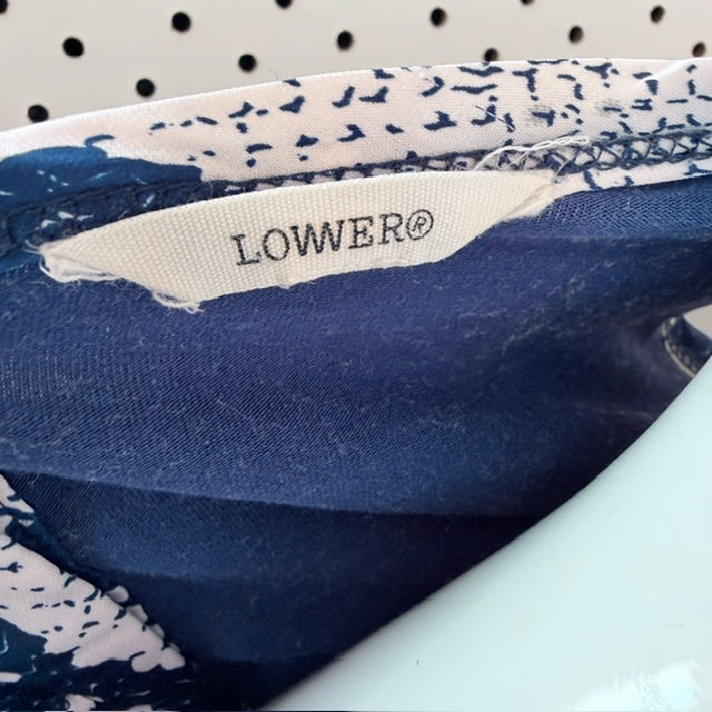 LOWER / blue and white snakeskin print sleeveless shift dress / s/m (3926309062025164845)