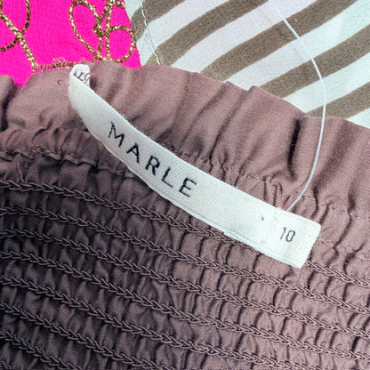 MARLE / 'louisa' brown smocked midi dress / 10 / made in nz (3926309071773264442)