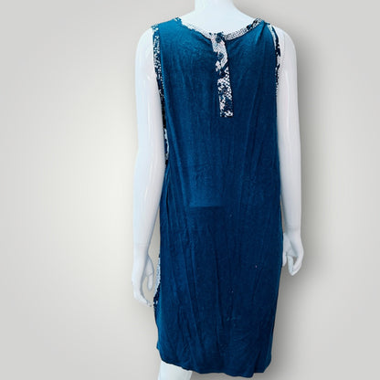 LOWER / blue and white snakeskin print sleeveless shift dress / s/m (3926309432793267120)