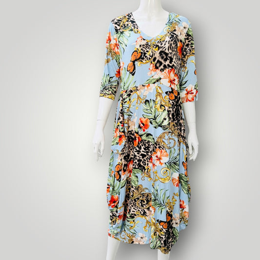 BITTERMOON / "Carly D" Paradis print midi dress / 14 / new with tags (3926309458272416484)