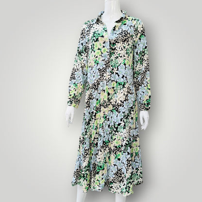 H&M / floral midi shirt dress / L (3926309477420499978)