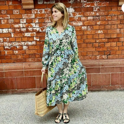 H&M / floral midi shirt dress / L (3926310178872062232)