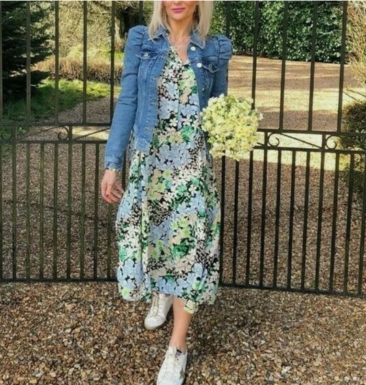 H&M / floral midi shirt dress / L (3926310185899529415)