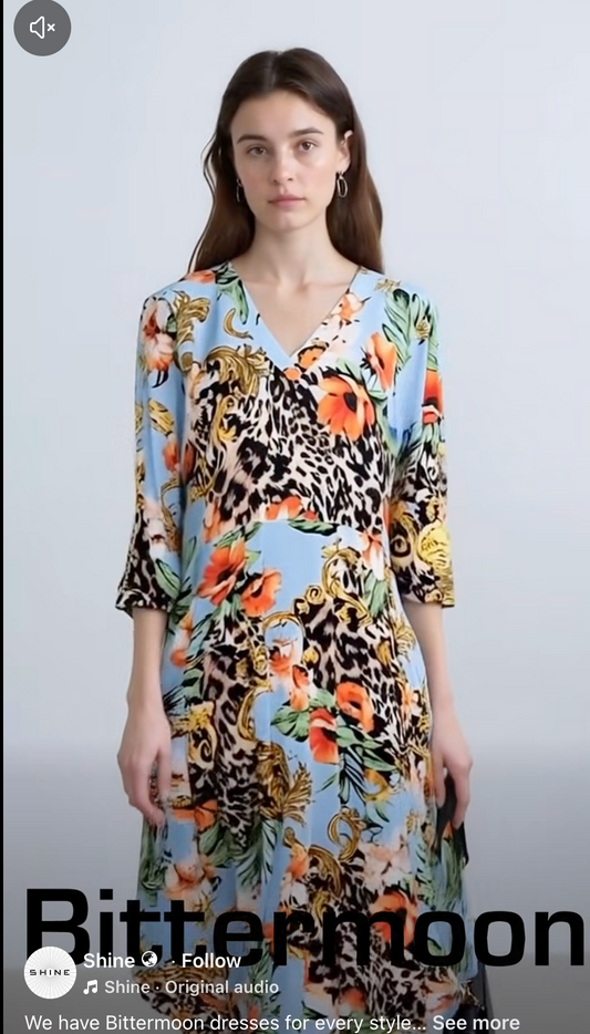 BITTERMOON / "Carly D" Paradis print midi dress / 14 / new with tags (3926311440806397266)