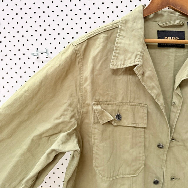 DEUS EX MACHINA / olive green "HBT Military Overshirt" / XXL (3926417296352215007)
