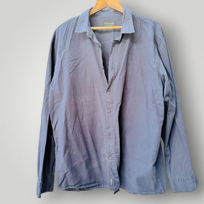 HUFFER / blue grey long sleeve button-up shirt / XXL (3926418175197484912)