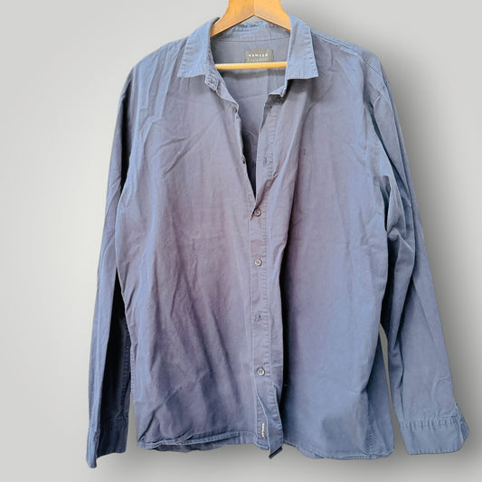 HUFFER / blue grey long sleeve button-up shirt / XXL (3926418175197484912)