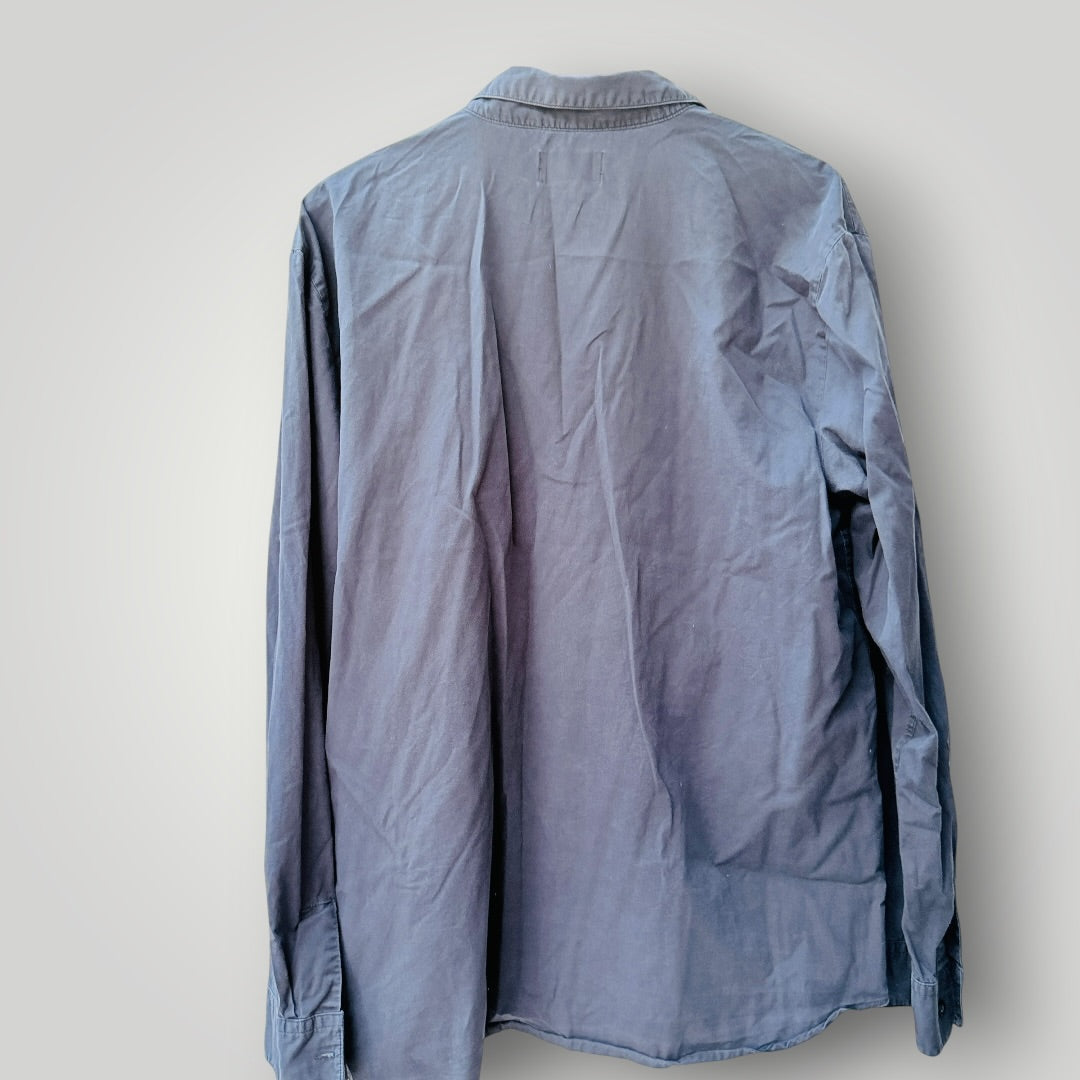 HUFFER / blue grey long sleeve button-up shirt / XXL (3926418177200977395)