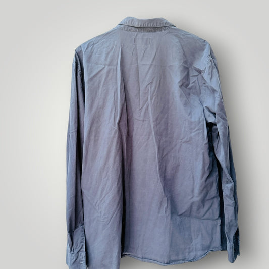 HUFFER / blue grey long sleeve button-up shirt / XXL (3926418177200977395)