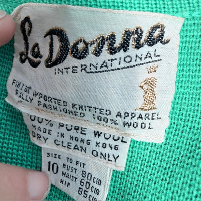 1960s vintage / LA DONNA INTERNATIONAL / pure wool knitted blazer / jade / s (3926740577417159832)