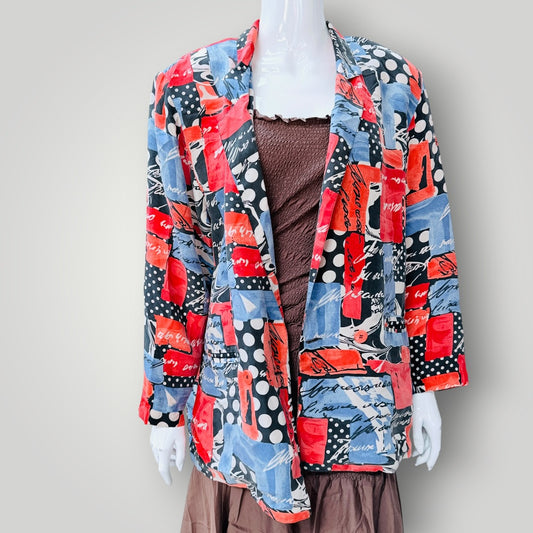 AMANDA ITALY / patterned silk jacket / L (3926740735163964095)