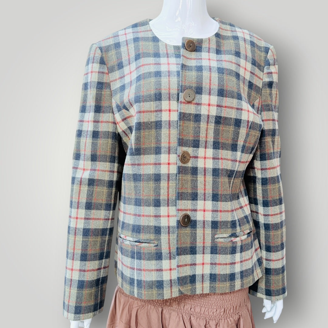 1980s german vintage / BARDEHLE / plaid wool structured jacket / 42 (3926740745739124918)