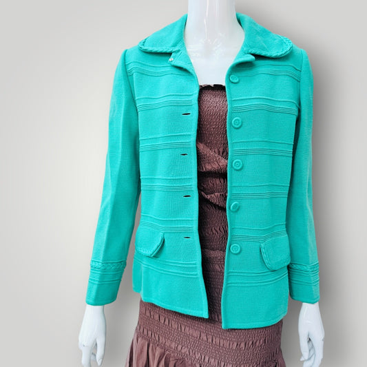 1960s vintage / LA DONNA INTERNATIONAL / pure wool knitted blazer / jade / s (3926740773132019579)