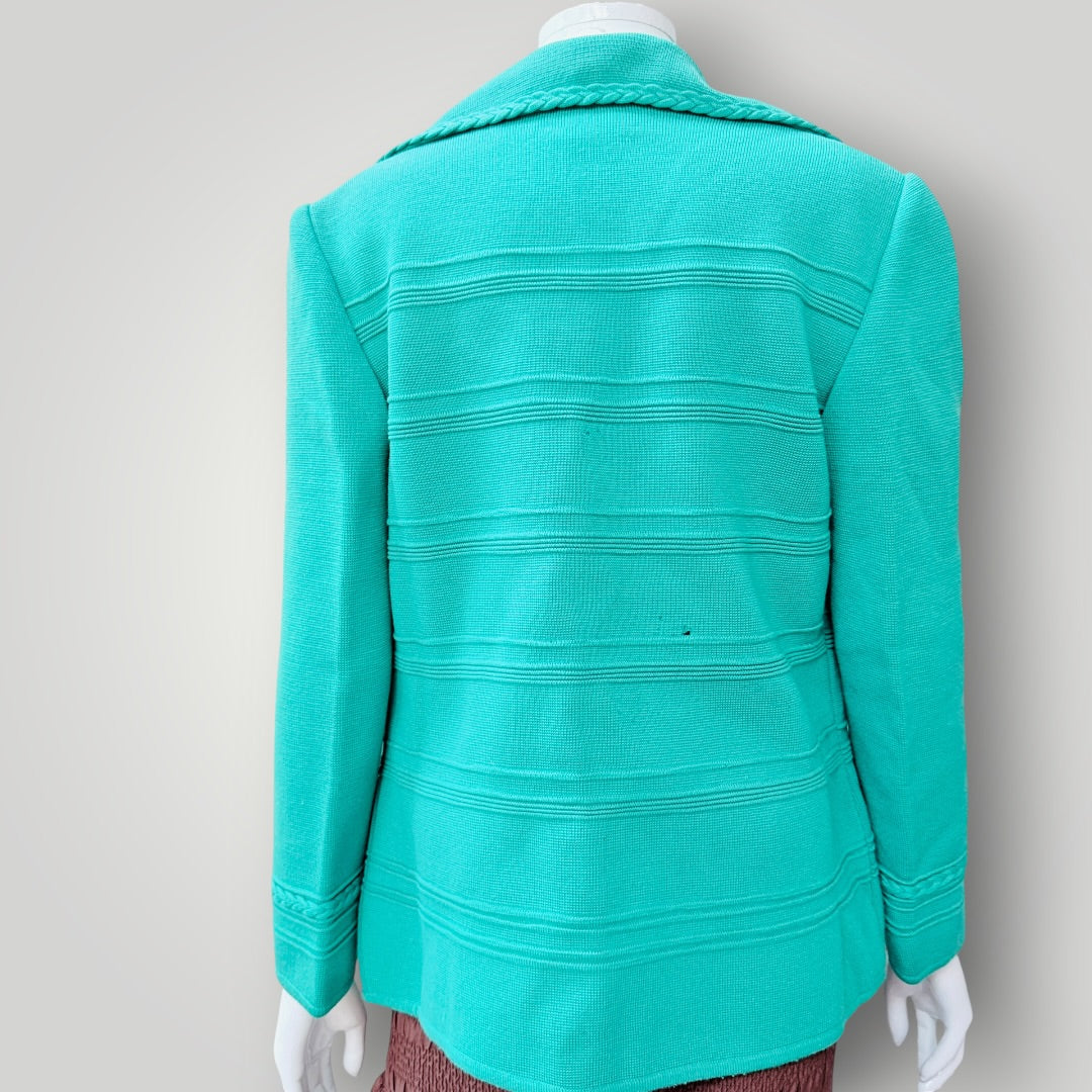 1960s vintage / LA DONNA INTERNATIONAL / pure wool knitted blazer / jade / s (3926740775434403664)