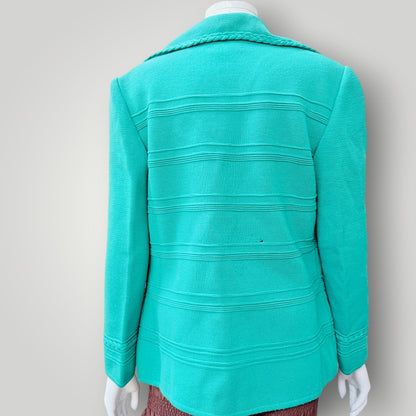 1960s vintage / LA DONNA INTERNATIONAL / pure wool knitted blazer / jade / s (3926740775434403664)