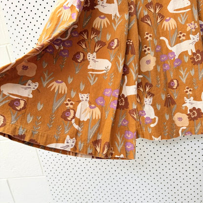 PRINCESS HIGHWAY / mustard cat print wide-leg culottes / 18 (3926756783265122561)